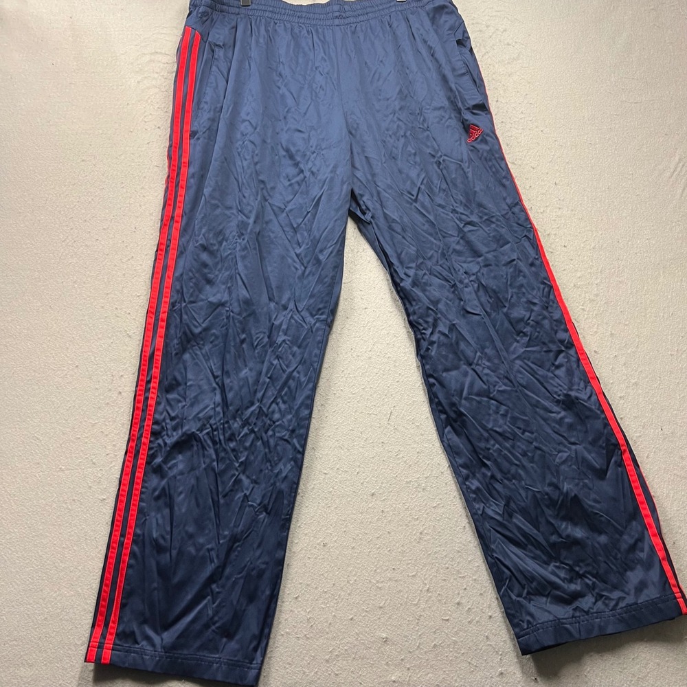 Adidas Climalite Climaproof Track Pants Mens 2XL Navy Blue Red Windbreaker Pants